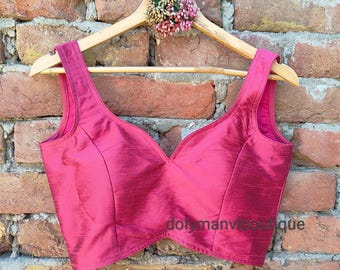 Handmade Magenta Saree Blouse, Ethnic wear, Indian blouse Beautiful Fancy Blouse, Saree Blouse.