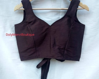 Bellissima camicetta in sari da donna firmata, bellissima camicetta in sari, camicetta in sari, camicetta da donna, camicetta in sari, top corto, camicetta in sari pronta all'uso