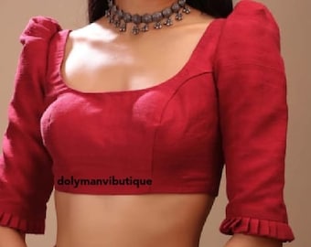 Bluzka z dekoltem w łódkę Saree, Bluzka z indyjskiego Sari, Bluzka z Bollywood Sari, Bluzka damska, Krótki top dla kobiet, Bluzka z Saree, Elegancki krótki top dla kobiet