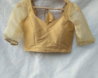 Designer saree blouse, Net sleeves Saree Blouse, Indian Sari Blouse, Bollywood Sari Blouse, Women Blouse, Crop Top For Women, Saree Blouse