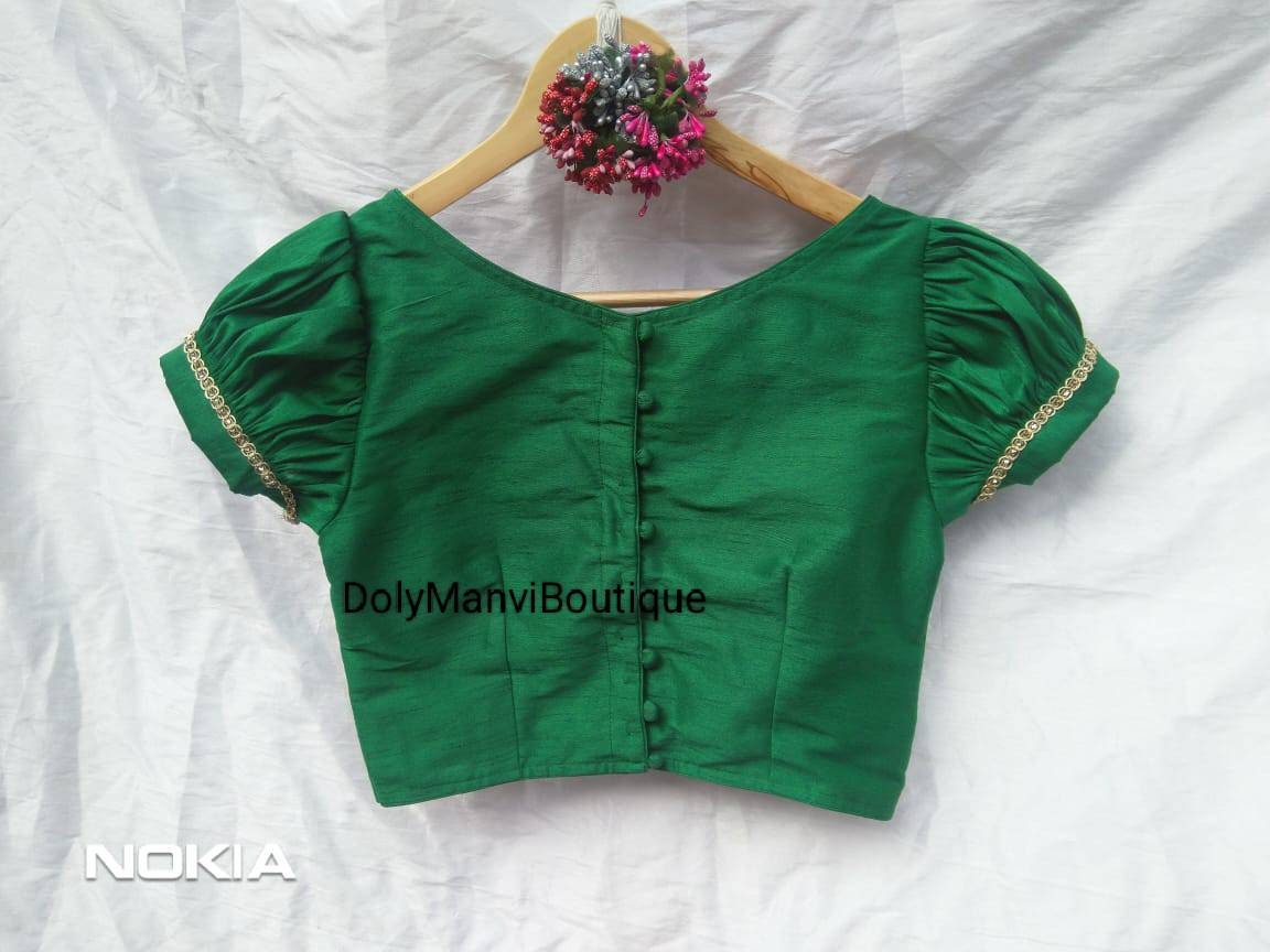 Designer Sari Blouse, Bollywood Blouse, Green Saree Blouse, Crop Top For Women, Ruffle sleeves Bollywood Blouse, Fancy Saree blouse, Blouses