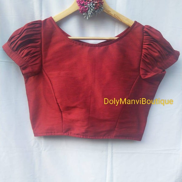 Designer Sari Blouse, Bollywood Blouse, Red Saree Blouse, Crop Top For Women, Ruffle sleeves Bollywood Blouse, Fancy Saree blouse