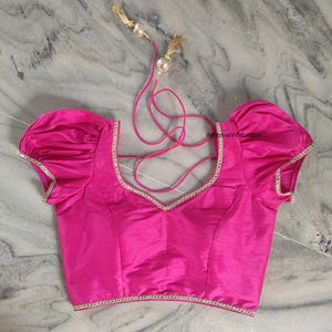 Rani pink beautiful Blouse, fancy crop top for women, stylish latest blouse .
