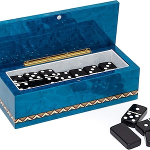 Bello Collezioni - Piazza Di Spagna Luxury Double Six Black Professional Jumbo Size Tournament Dominoes Set with Spinners from Italy