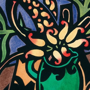 Audrey, Linocut Card, Aussie Bouquet,  Australian Native, Australian Flowers, Australian Flora, Bush Posy, Australiana,