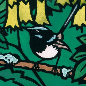 Fairy Wren, Blank Card, Watercolour Card, Australian Native Card, Australian Linocut, native wren, australian bird, linocut card