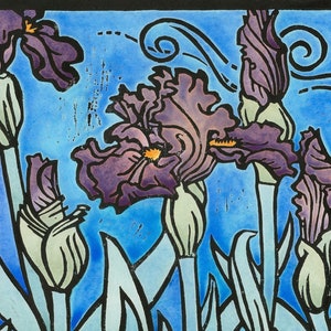 Isfahan, Íris, Cartão Linogravura, Cartão em Branco, Cartão Aquarela,