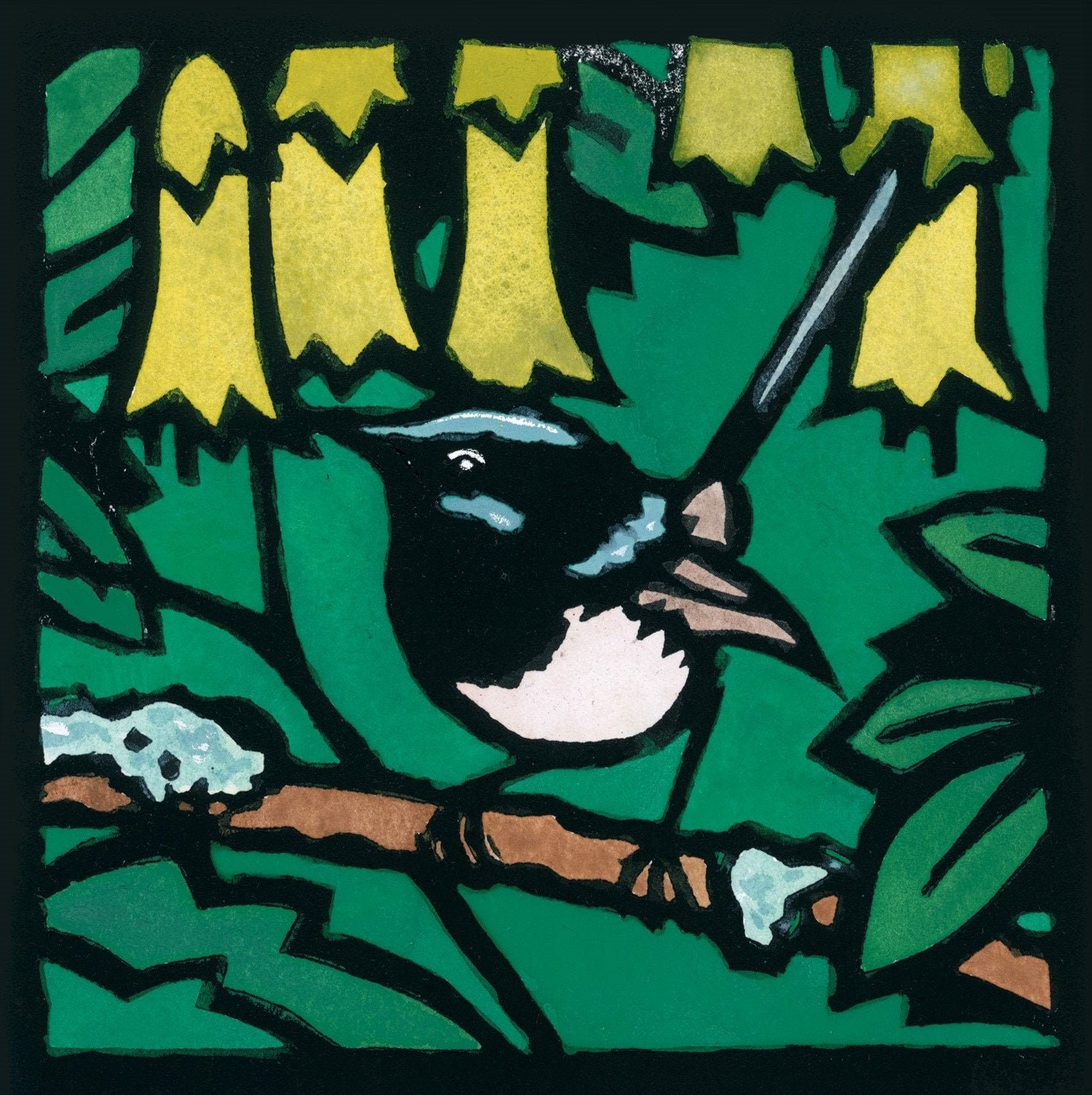 Fairy Wren, Blank Card, Watercolour Card, Australian Native Card, Australian Linocut, native wren, australian bird, linocut card