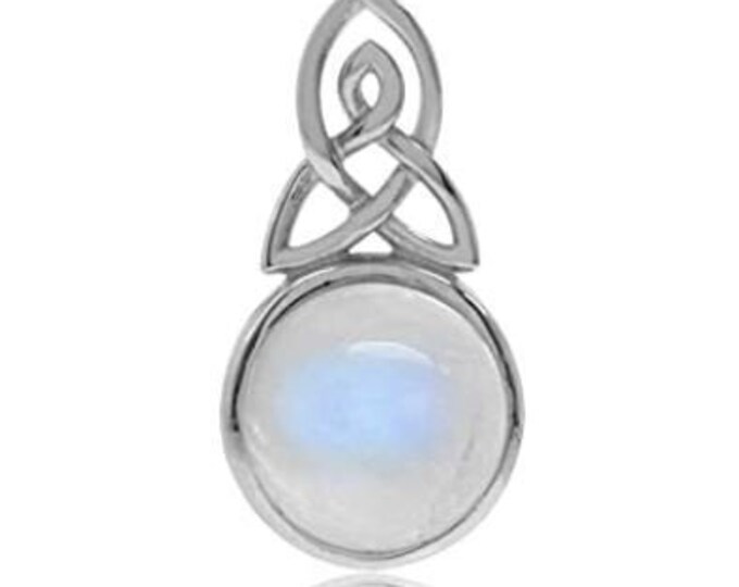 Celtic knot 925 Sterling Silver Triquetra Celtic Knot Pendant with 18 Inch Necklace moonstone black onyx