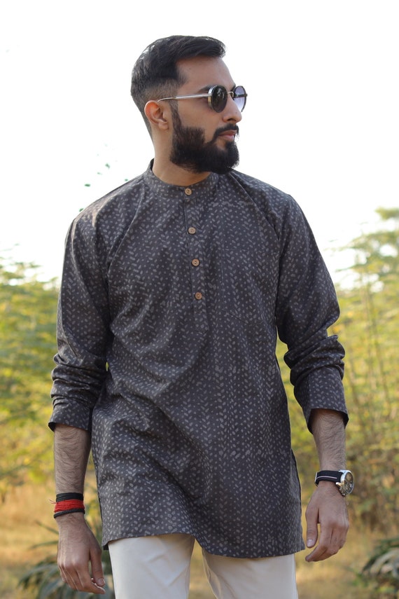 Grey Organic Cotton Urban Kurta Shirt for Men Etsy