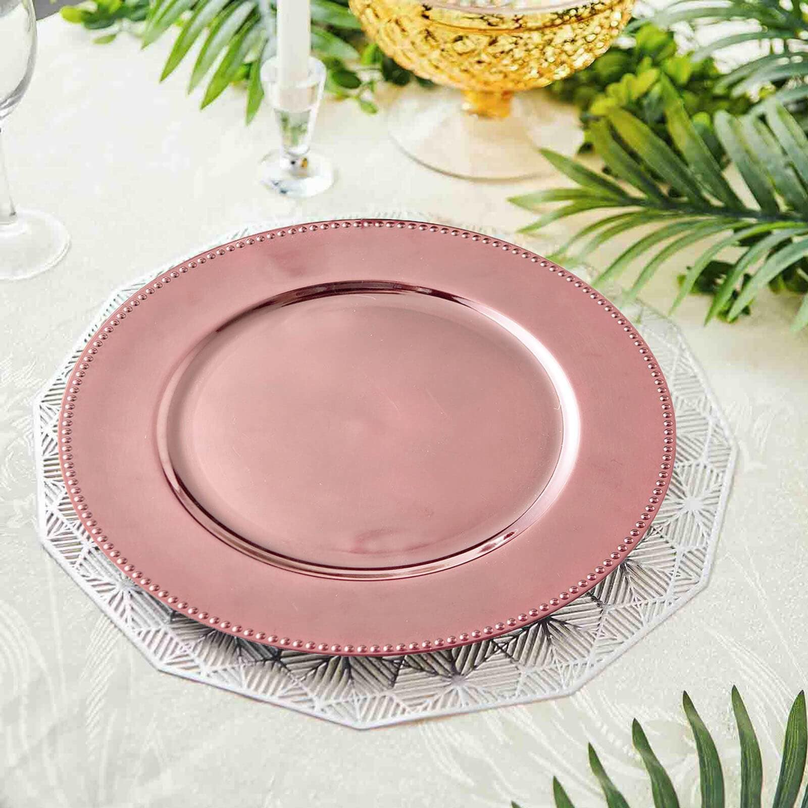 Set Of 6 13 Orange Charger Plate Beaded Charger Etsy