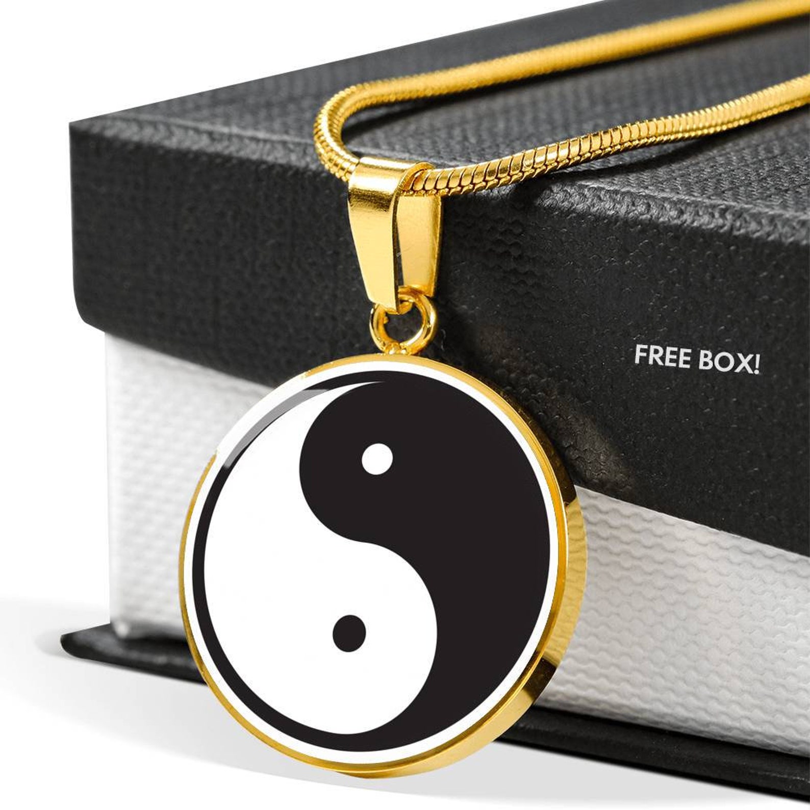 Yin Yang Necklace Gold & Silver Engraved Yin and Yang Etsy