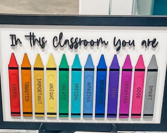 In This Classroom You Are,  Teacher Appreciation Gift, Teacher Gift, Hand-Painted Wall Decor, Classroom Sign, Crayon Classroom Sign