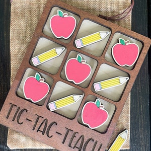 Tic-Tac-Teach, Teacher Appreciation Gift, Cute Teacher Gift, Hand-Painted Gift, Game For All Ages, Classroom Gift, End-of-Year Teacher Game