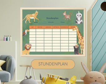 Stundenplan Tiere für Kinder - Schulplaner | Wochenplaner | digital zum Ausdrucken PDF