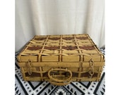 Vintage Antique Wicker Woven Suitcase Picnic Basket Storage Case Japan