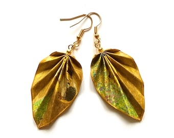 Personalised The Kiss Origami Leaf Earrings – Handmade Paper Jewelry – Mother’s Day Gift for Mom