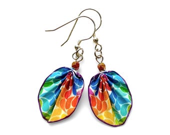 Drop Leaf Earrings in 316 Stainless Steel - Water-Resistant Paper Jewelry