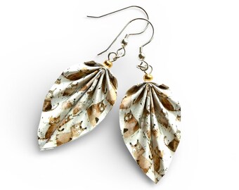Cat Earrings Origami Leaf Paper Jewelry, Meow Cat Lovers Gift