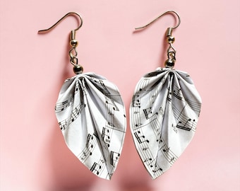 Music Sheet Origami Earrings, Fur Elise Paper Art Gift, Lightweight Paper Jewelry