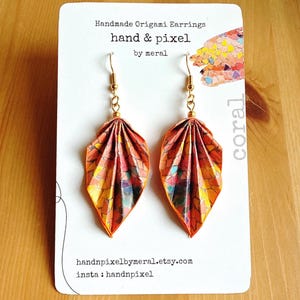 Orecchini origami fatti a mano, regalo per la mamma, regalo personalizzato per lei, oro per la festa della mamma, gioielli in oro, argento, rosa per compleanno, corallo