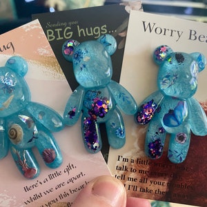 Pocket bear hug, Worry bear, glow in the dark teddy, back to school keepsake, anxiety relief, friendship gifts, small gift