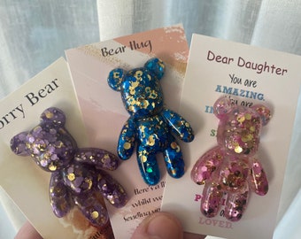 Pocket bear hug, Worry bear, glow in the dark teddy, back to school keepsake, anxiety relief, friendship gifts, small gift