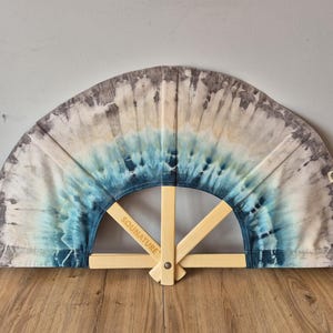 Premium Sauna Fan MINI | Hand Dye Shibori | Unique Aufguss Tool | Professional Sauna Master Gear | Linden Wood & Replaceable Cotton
