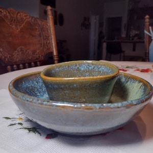 Hand Thrown Ceramic Chip and Dip Bowl Set