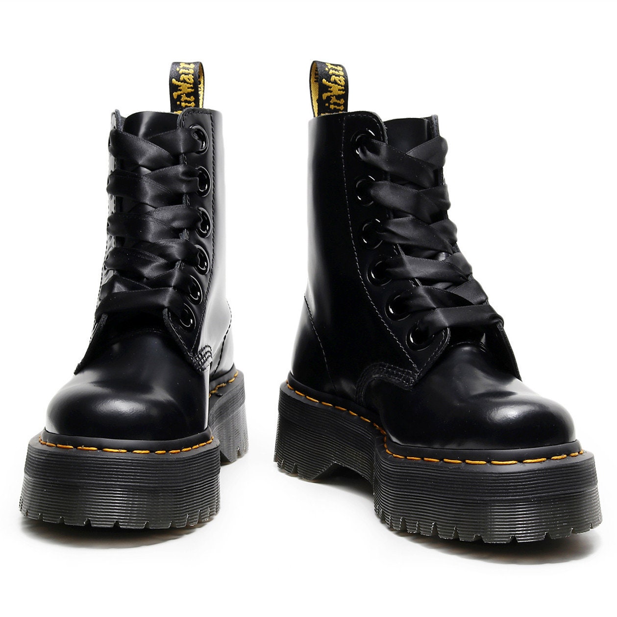 Thick - soled martin boots, side - zipper British women&#39;s short boots, loose - cake - bottom lacing work wear shoes