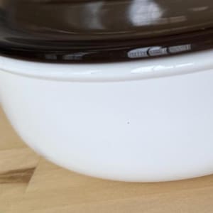 Vintage Corning Ware Stoneware  White 15 oz. Grab-It Bowl P-150-B With Amber Glass Pyrex Lid P-150-C