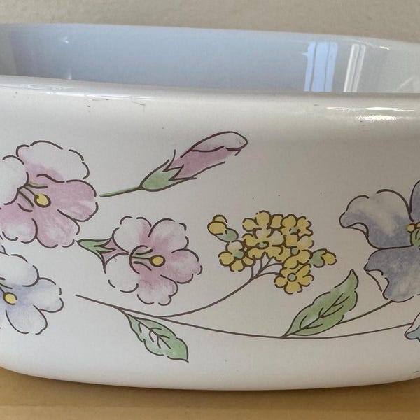 Cacerola vintage de 2,75 tazas con diseño de ramo de flores de Corning Ware, años 70, P-43-B