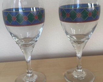 Vintage Set of 2 1990s Pfaltzgraff Amalfi Class Wine Goblet