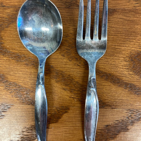 2 Piece Vintage WM Rogers Childs Silver Plate Spoon and Fork