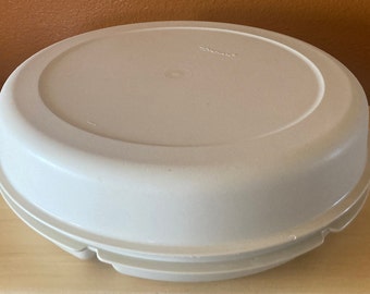 Vintage 4-Piece Tupperware Divided Serving Tray 1665, Lid  1666 In Almond, Dip Bowl and Lid
