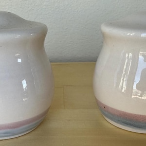 Salero y pimentero vintage de cerámica rosa Aura de Pfaltzgraff