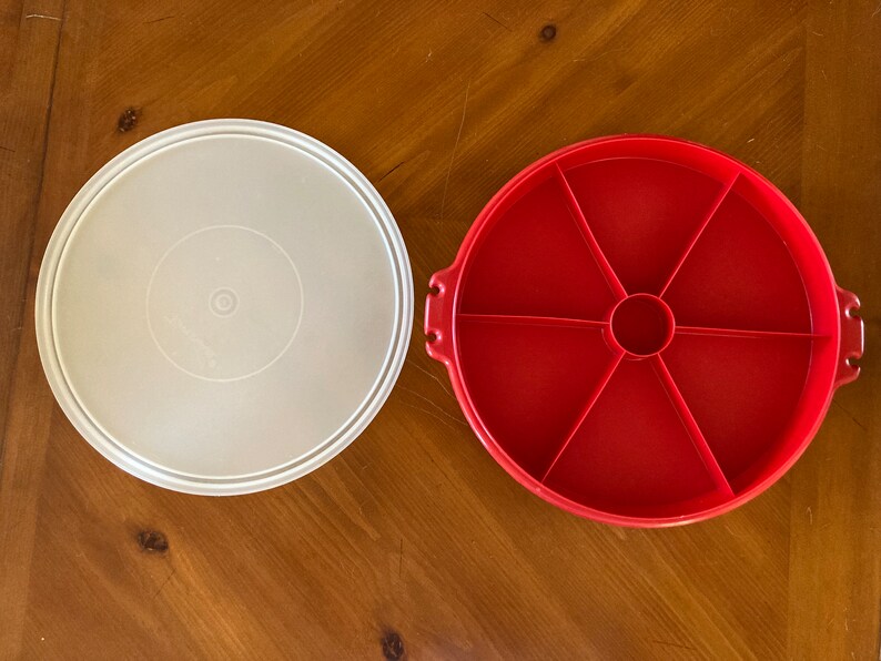 Vintage Tupperware Take Along Party Susan Divided Serving Tray 4059