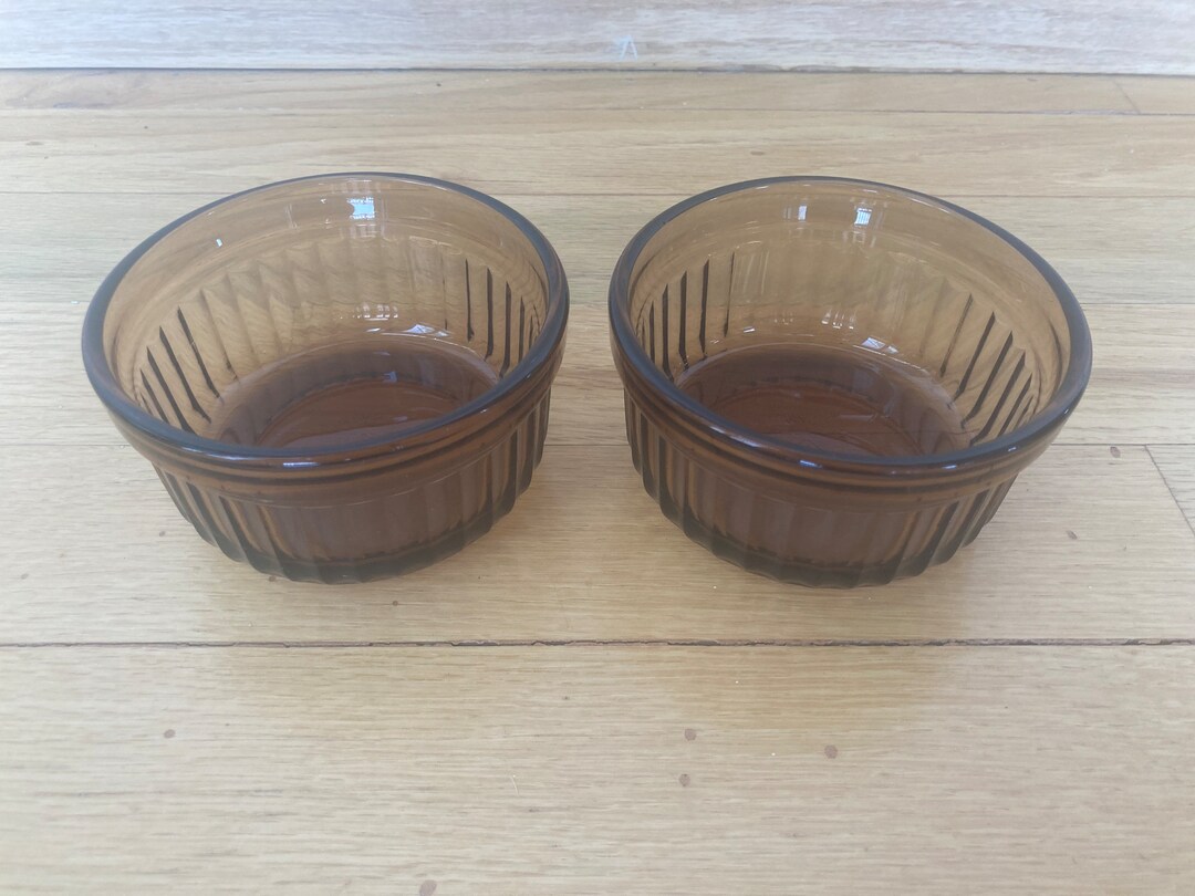 Set of 2 Vintage Anchor Hocking Fire King Amber Glass Ramekin Etsy