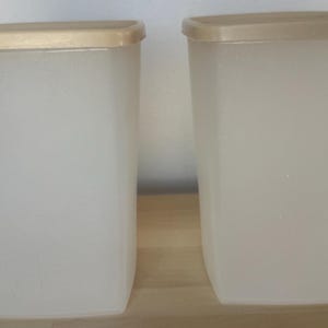 Set of 2 Vintage 2 piece Tupperware Square Round container #1311 in sheer with Almond Lid #310