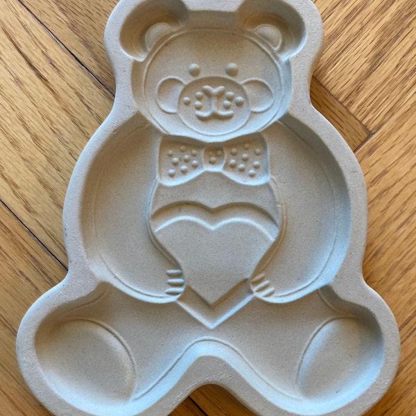 Vintage 1991 Pampered Chef Teddy Bear Family Heritage Stoneware Cookie Mold