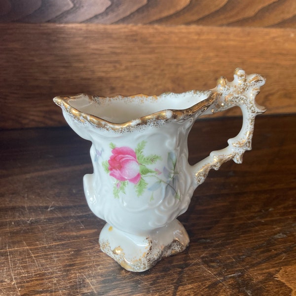 Vintage Lefton China Hand Painted Decorative Pitcher With Gold Leaf