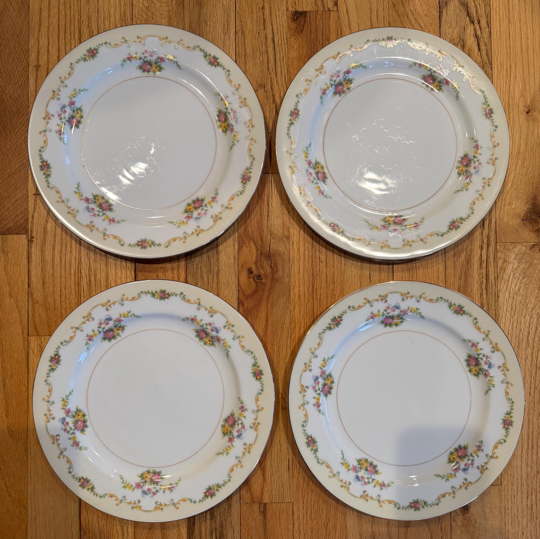 Set of 4 Vintage Noritake Imperial China 10" Dinner Plates