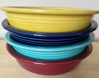 Vintage Homer Laughlin Co. Fiestaware 7&quot; Coupe Soup Bowl in Turquoise, Yellow, Navy Blue, or Cranberry