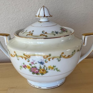 Vintage Noritake Imperial China Double Handle Sugar Bowl and Lid