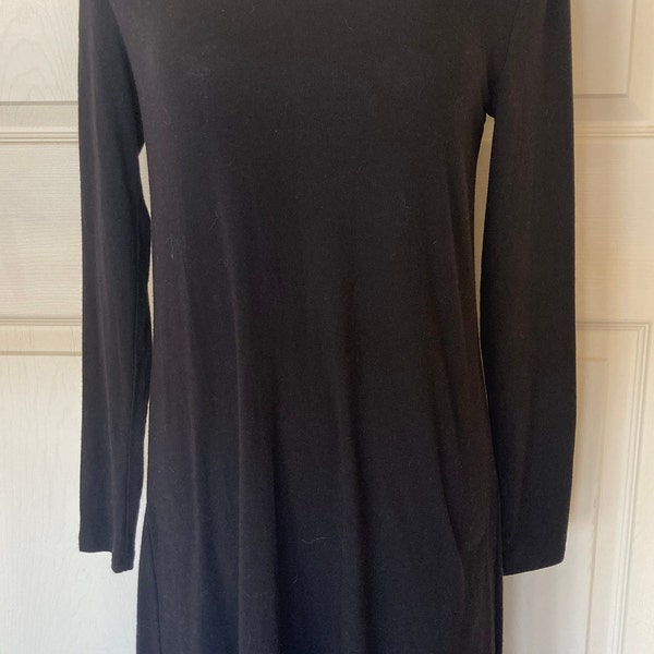 Vintage Unworn Black Knit Gap Stretch Black T-shirt Long Sleeved Dress Size XS/S