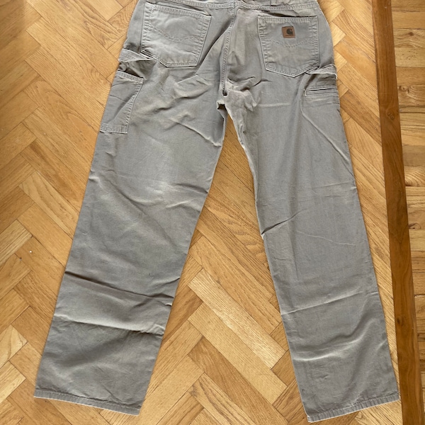 Vintage Men's Carhartt 100% Cotton Work Pants in Beige or Sage Green