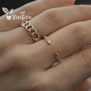 Open Ring, Round Cut Lab Grown Diamond Wedding Band, 14K Solid Yellow Gold Band, Open Gap Ring, Stackable Band, Matching Band, Gift For Her