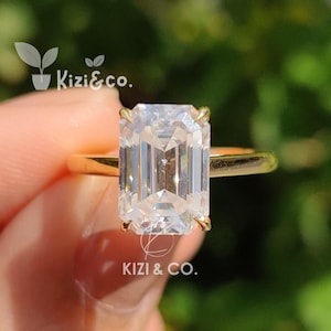 2.7 CT Emerald Cut Lab Grown Diamond Engagement Ring, 14K Solid Gold Ring, Solitaire Ring, IGI Certified Diamond Ring, Promise Ring For Her