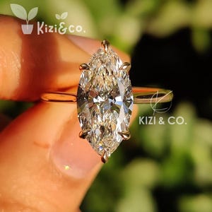2.5 Marquise Lab Grown Diamond Engagement Ring, 14K Solid Yellow Gold Ring, Solitaire Ring, IGI Certified Ring, Wedding Ring, Proposal Ring