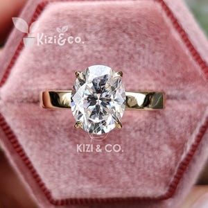 2.5 CT Oval Cut Lab Grown Diamond Engagement Ring, 14K Solid Gold Ring, Hidden Halo Ring, Solitaire Ring, Promise Ring, Anniversary Gift